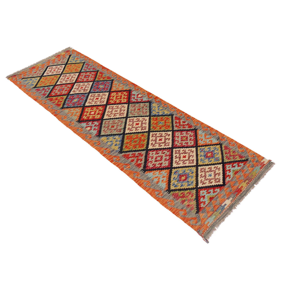 Hand Knotted Afghan Style Kilim Runner 2' 8" x 9' 9" - No. AL51802