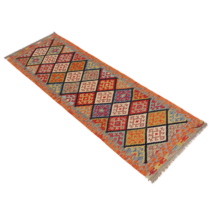 Hand Knotted Afghan Style Kilim Runner 2' 8" x 9' 9" - No. AL51802