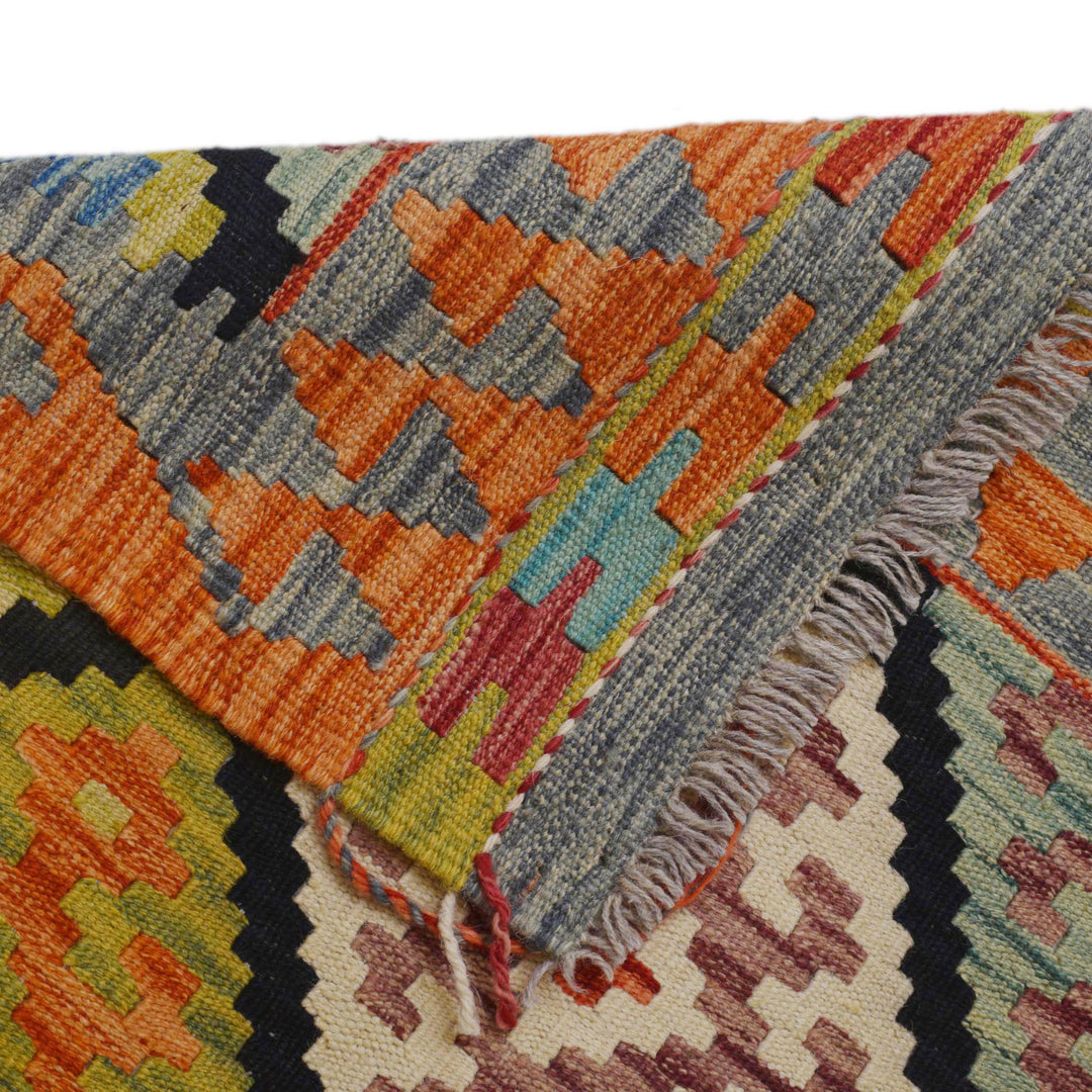 Hand Knotted Afghan Style Kilim Runner 2' 8" x 9' 9" - No. AL51802
