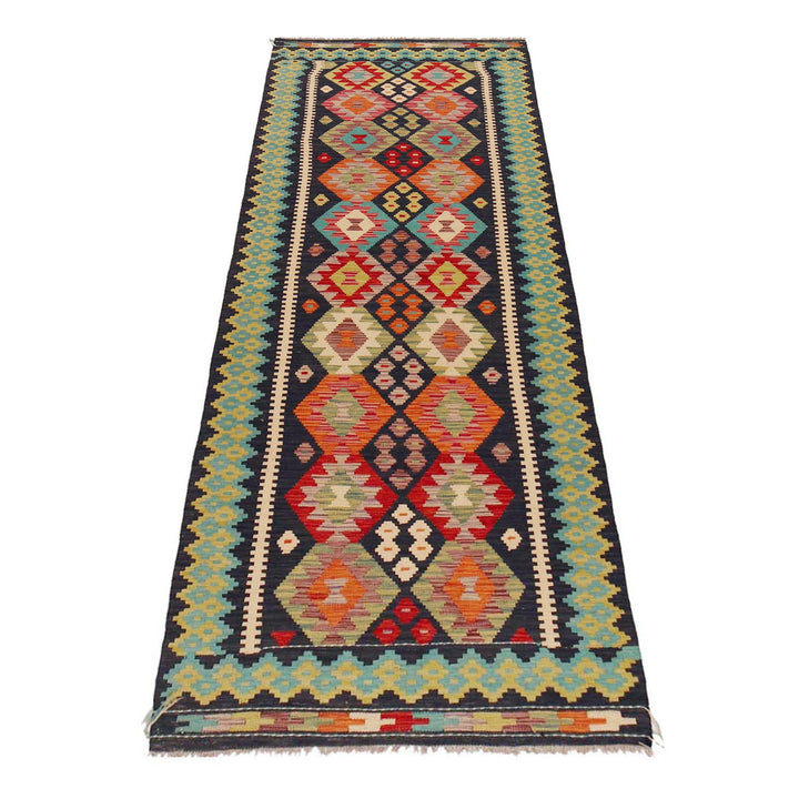 Hand Woven Wool Kelim Runner 3' 1" x 9' 8" - No. AL61509