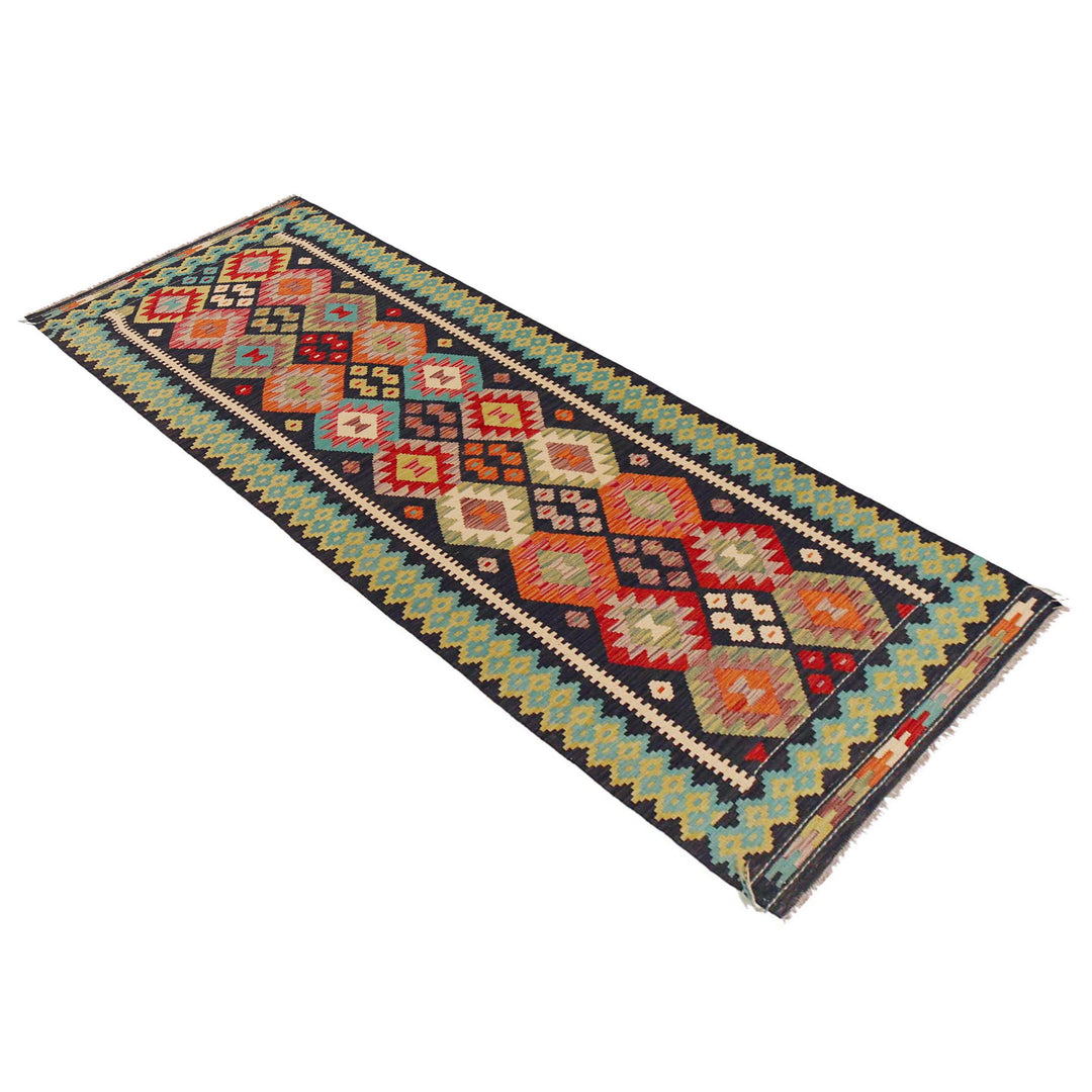 Hand Woven Wool Kelim Runner 3' 1" x 9' 8" - No. AL61509