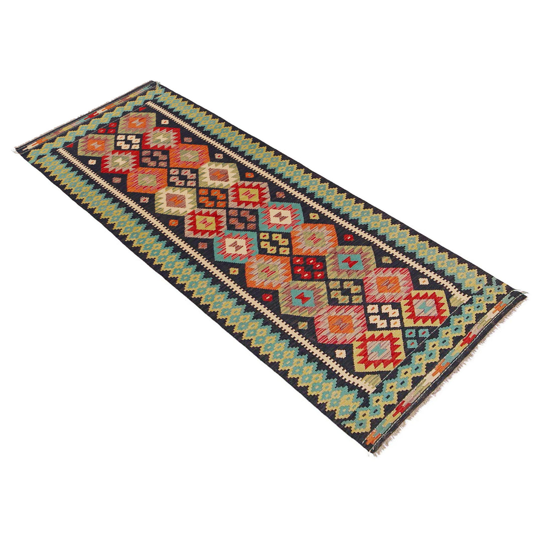 Hand Woven Wool Kelim Runner 3' 1" x 9' 8" - No. AL61509