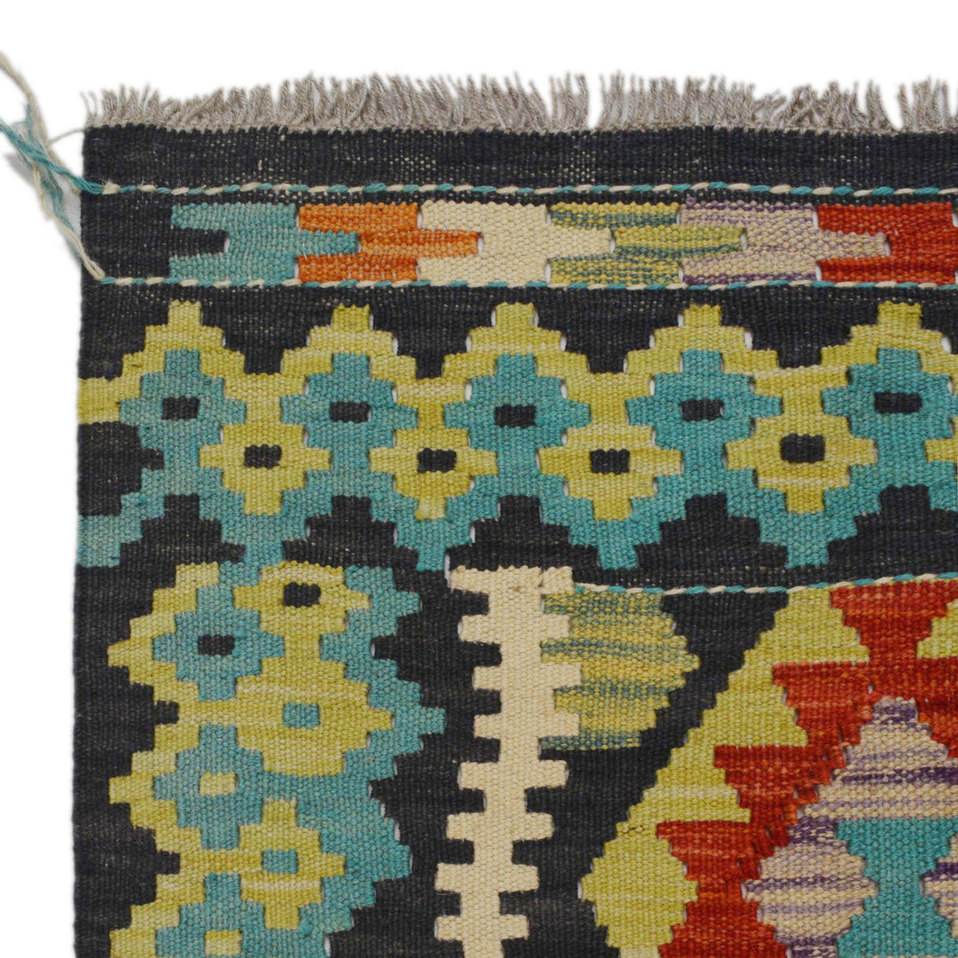 Hand Woven Wool Kelim Runner 3' 1" x 9' 8" - No. AL61509