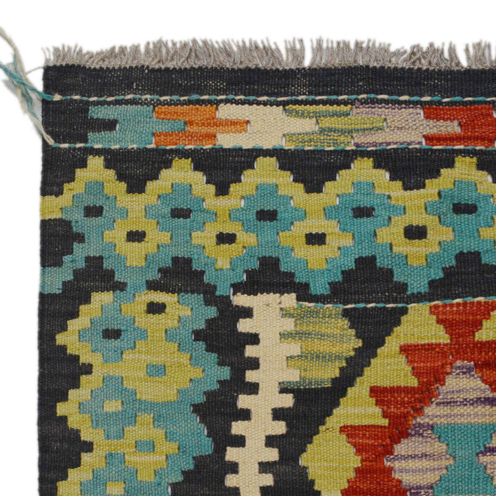 Hand Woven Wool Kelim Runner 3' 1" x 9' 8" - No. AL61509