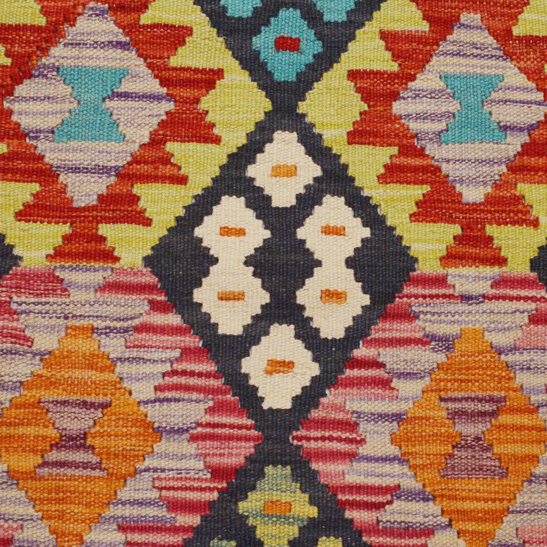 Hand Woven Wool Kelim Runner 3' 1" x 9' 8" - No. AL61509