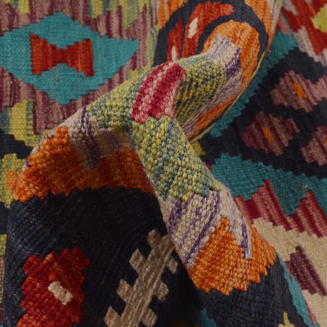 Hand Woven Wool Kelim Runner 3' 1" x 9' 8" - No. AL61509