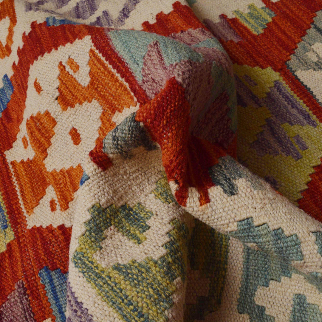 Hand Knotted Afghan Style Kilim Runner 2' 10" x 12' 7" - No. AL15451