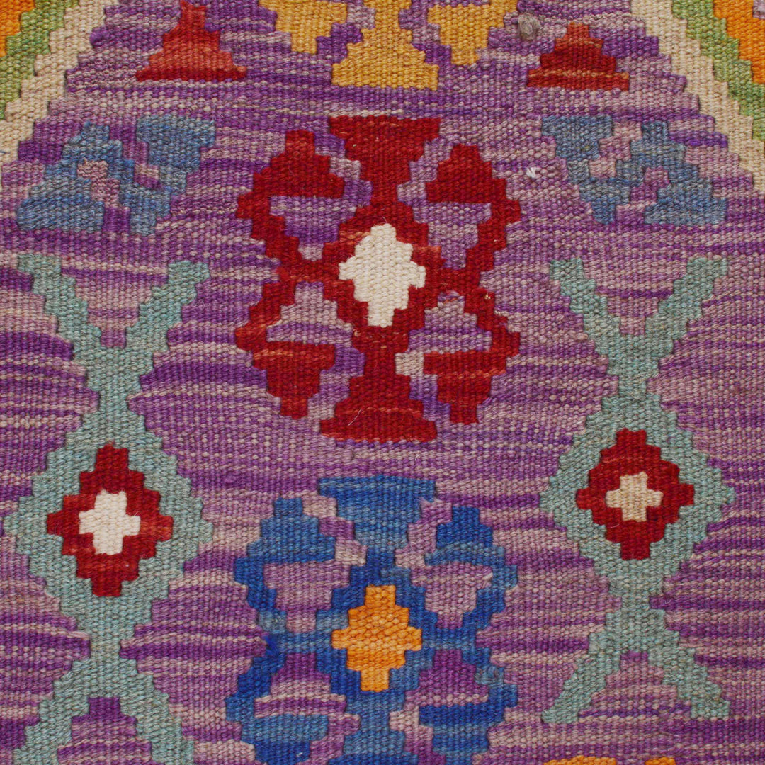 Afghan Kilim Rug 2' 10" x 6' 7" Flat-Weave border