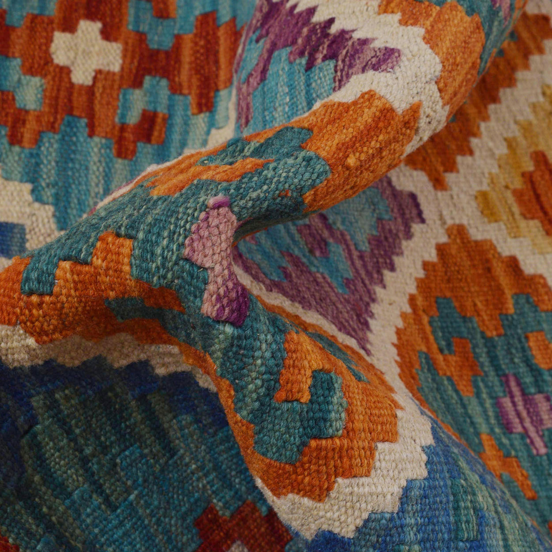 Hand Knotted Flatweave Kilim Runner 2' 7" x 9' 9" - No. AL55996