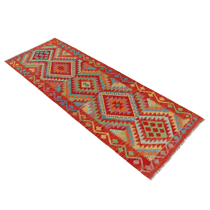 Afghan Kilim Rug 2' 9" x 8' 5" Flat-Weave close-up
