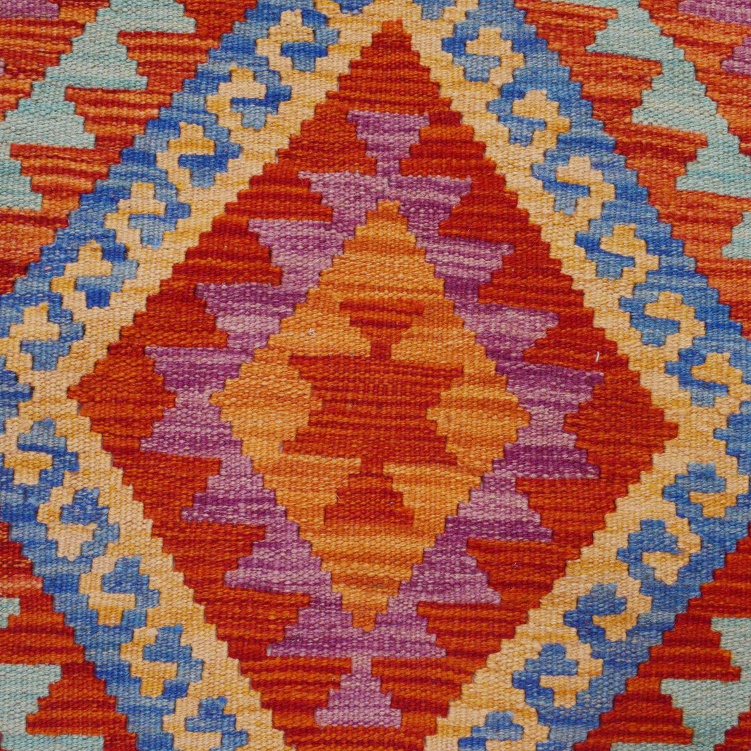 Afghan Kilim Rug 2' 9" x 8' 5" Flat-Weave border