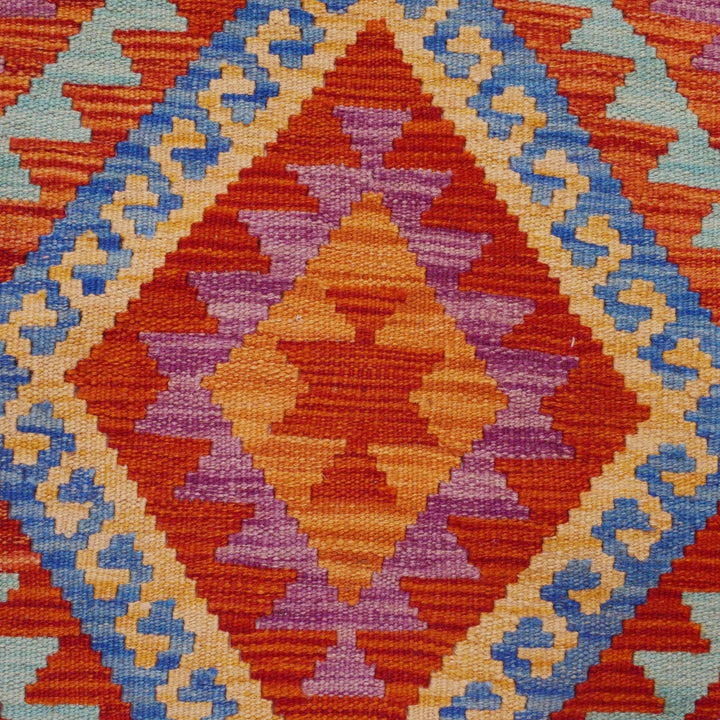 Afghan Kilim Rug 2' 9" x 8' 5" Flat-Weave border