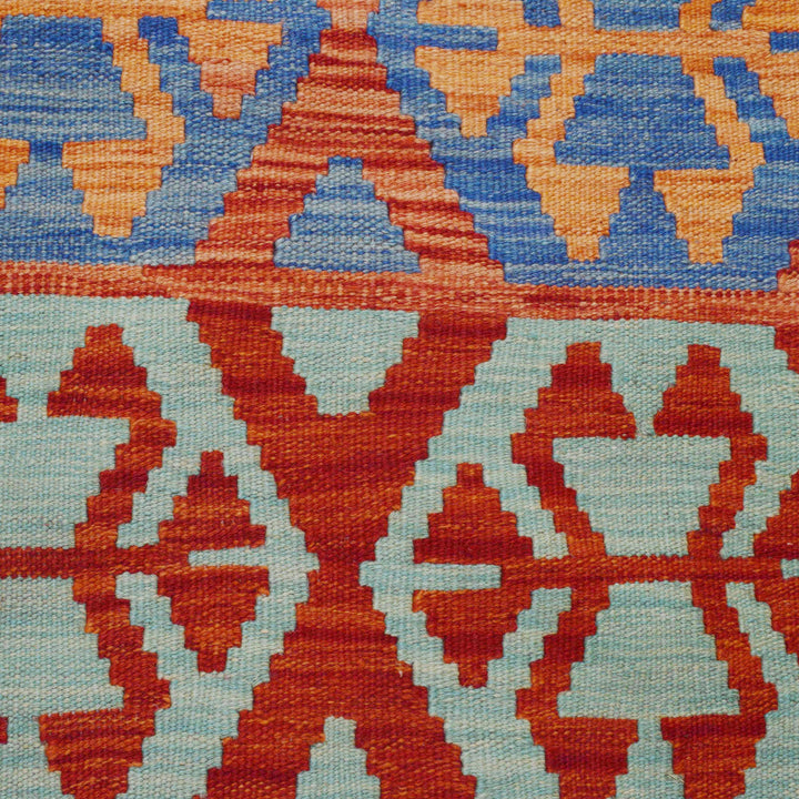 Afghan Vegetable Kilim Rug 2' 8" x 9' 11" Flat-Weave border