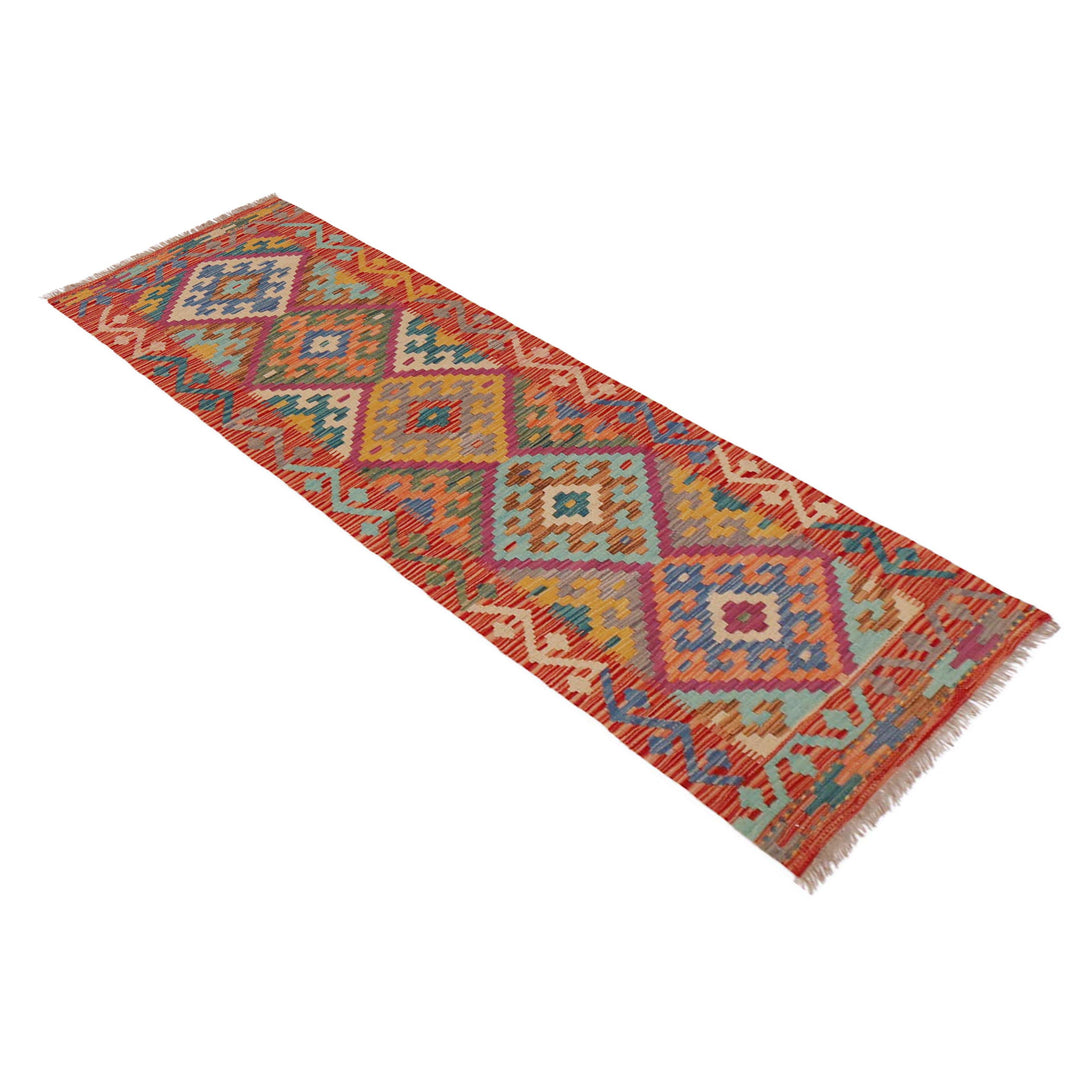 Hand Knotted Afghan Style Kilim Runner 1' 10" x 6' 7" - No. AL58445