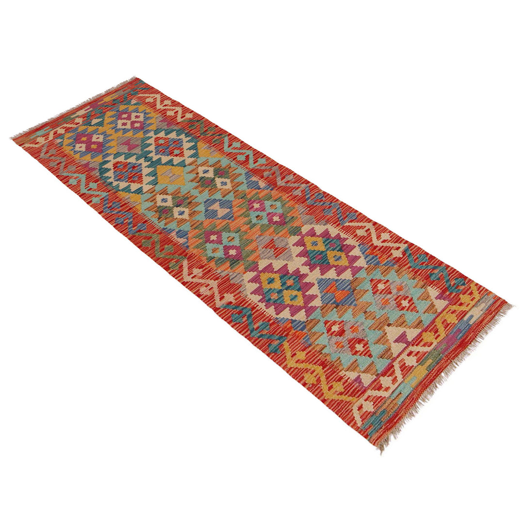 Hand Woven Wool Kelim Runner 1' 11" x 6' 7" - No. AL15397