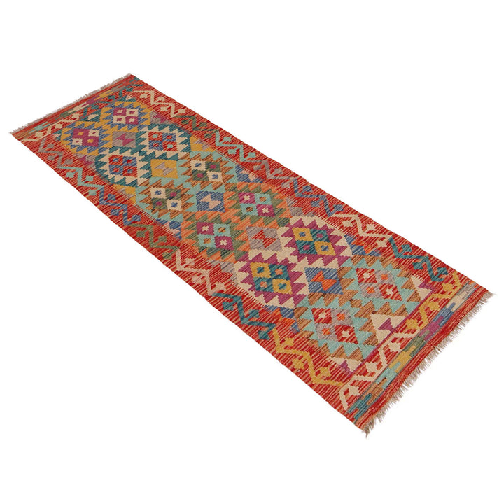 Hand Woven Wool Kelim Runner 1' 11" x 6' 7" - No. AL15397