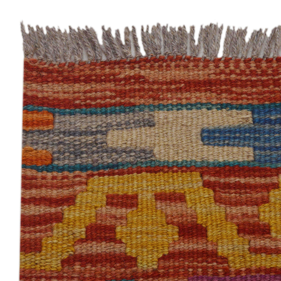 Hand Woven Wool Kelim Runner 1' 11" x 6' 7" - No. AL15397