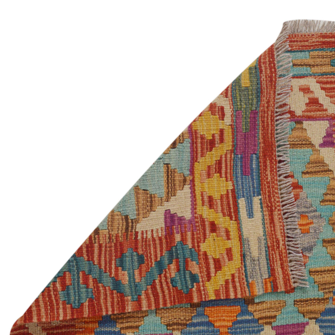 Hand Woven Wool Kelim Runner 1' 11" x 6' 7" - No. AL15397