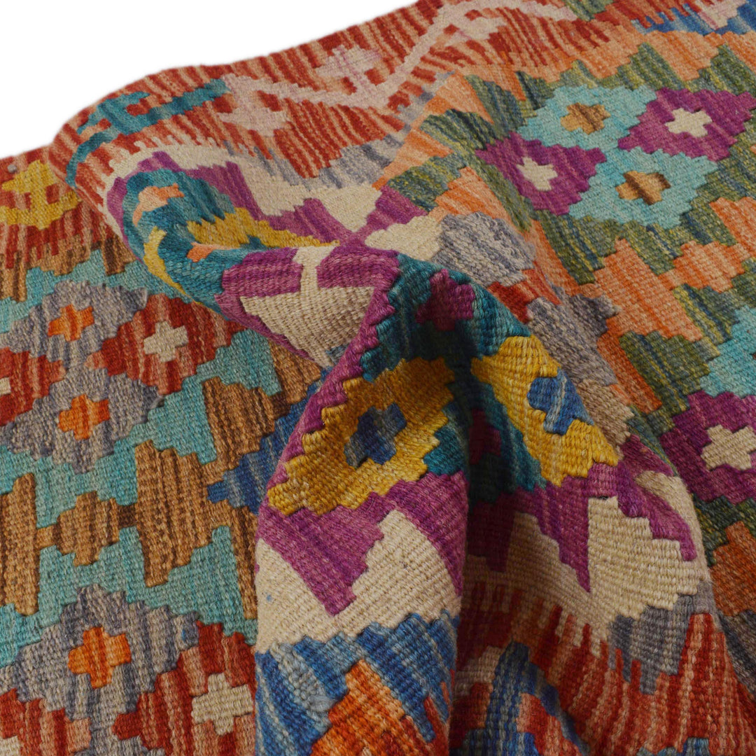 Hand Woven Wool Kelim Runner 1' 11" x 6' 7" - No. AL15397