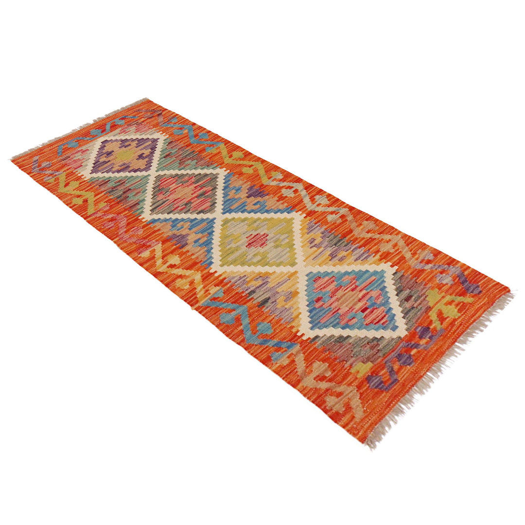 Handmade Turkish Design Wool Kilim Runner 1' 9" x 4' 10" - No. AL33606