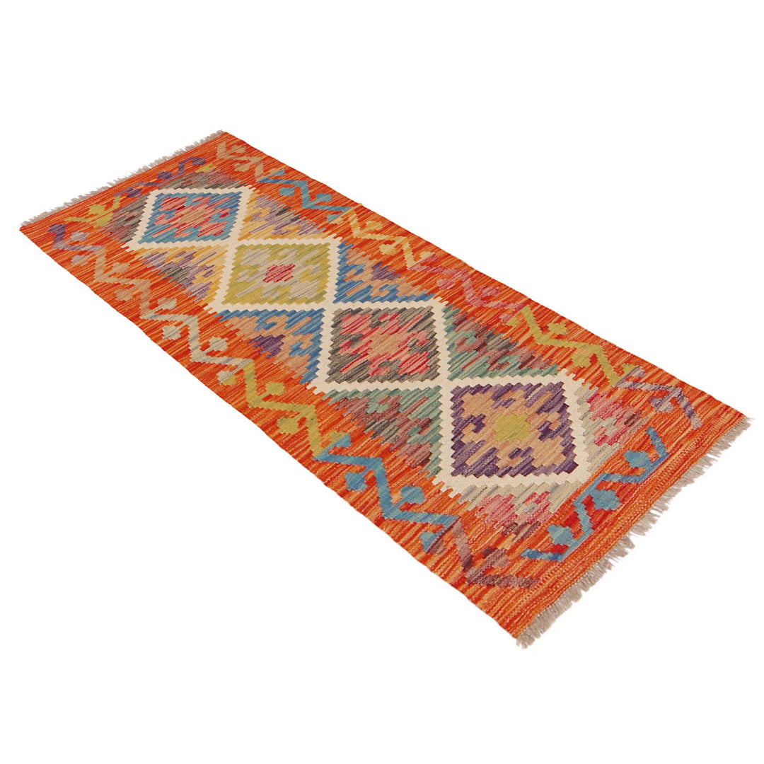 Handmade Turkish Design Wool Kilim Runner 1' 9" x 4' 10" - No. AL33606