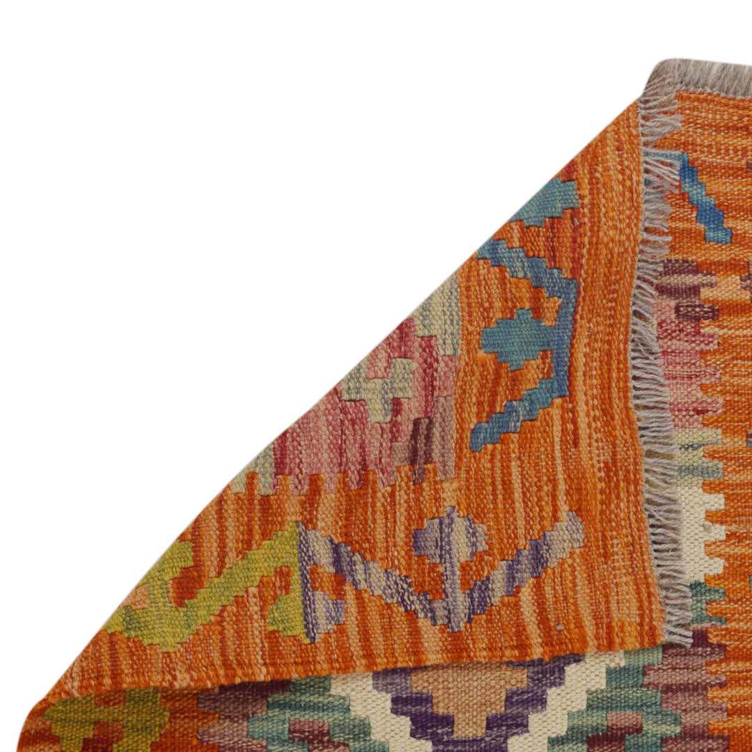 Handmade Turkish Design Wool Kilim Runner 1' 9" x 4' 10" - No. AL33606
