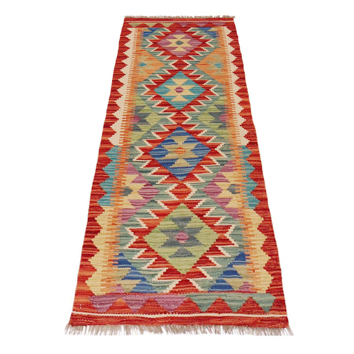 Multi Color ful Flat-Weave Wool Kilim Runner 1' 7" x 4' 9" - No. AL51811