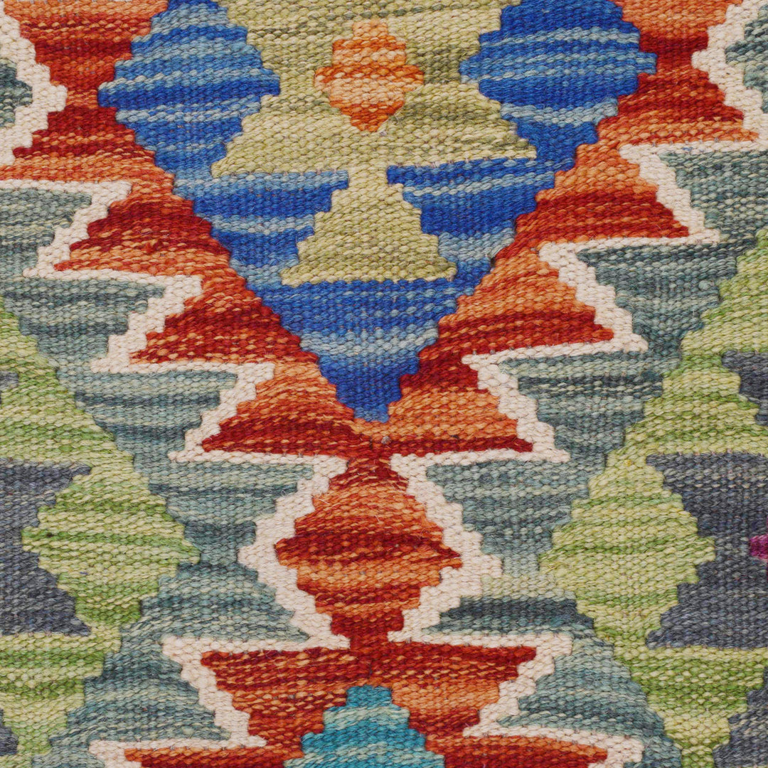 Multi Color ful Flat-Weave Wool Kilim Runner 1' 7" x 4' 9" - No. AL51811