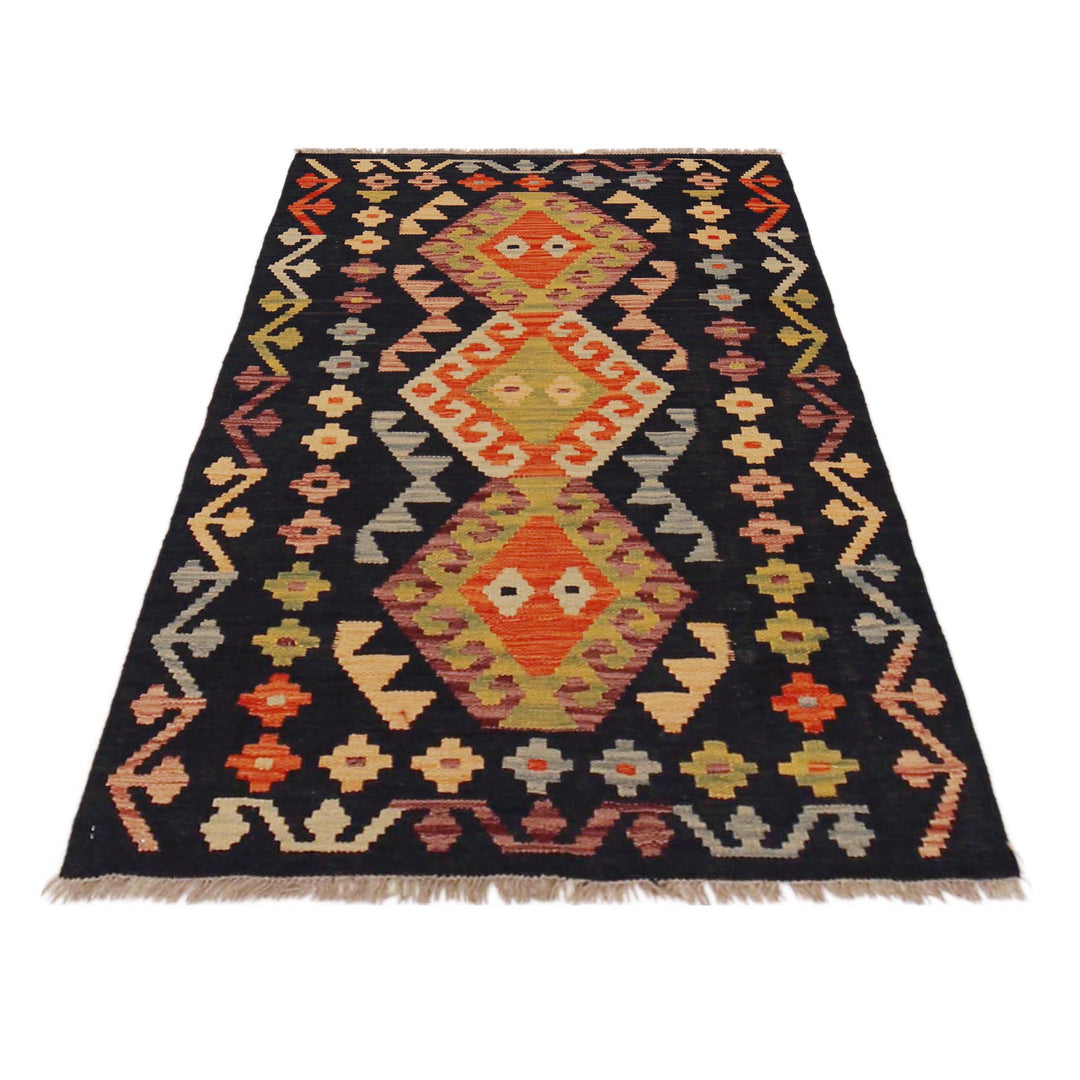 Afghan Kilim Rug 2' 8" x 4' 2" Flat-Weave detail