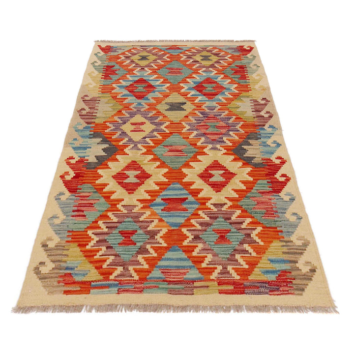 Afghan Kilim Rug 2' 6" x 4' 3" Flat-Weave detail