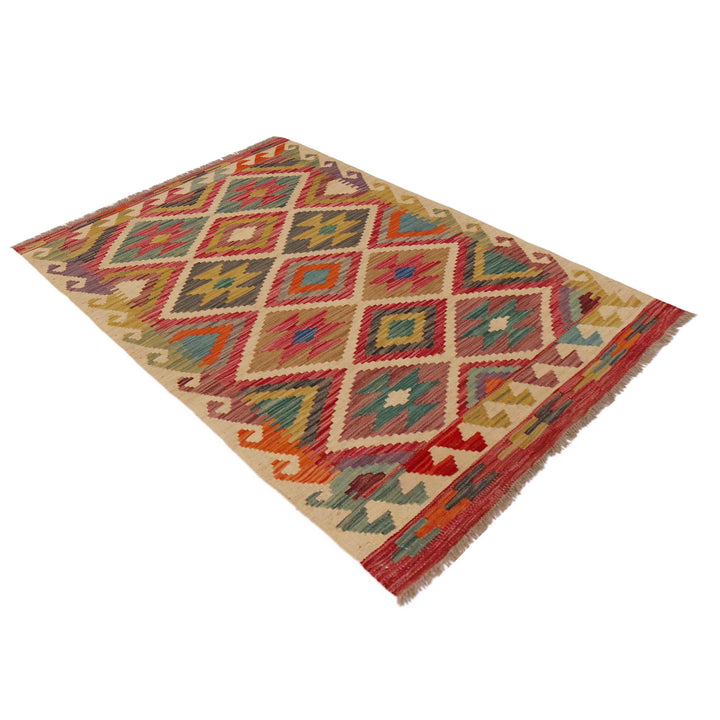 Multi Color ful Flat-Weave Wool Kilim 2' 9" x 4' 5" - No. AL23581