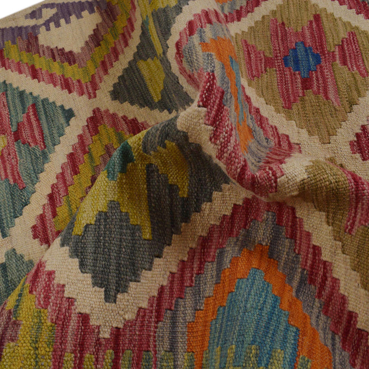 Afghan Kilim Rug 2' 9" x 4' 5" Flat-Weave reverse