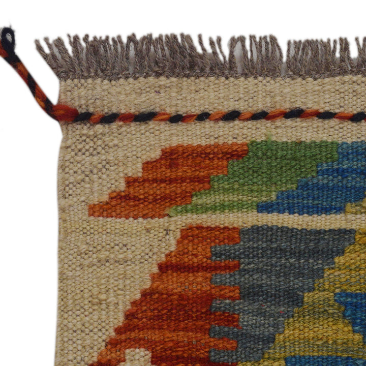 Afghan Vegetable Kilim Rug 2' 10" x 4' 3" Flat-Weave pattern