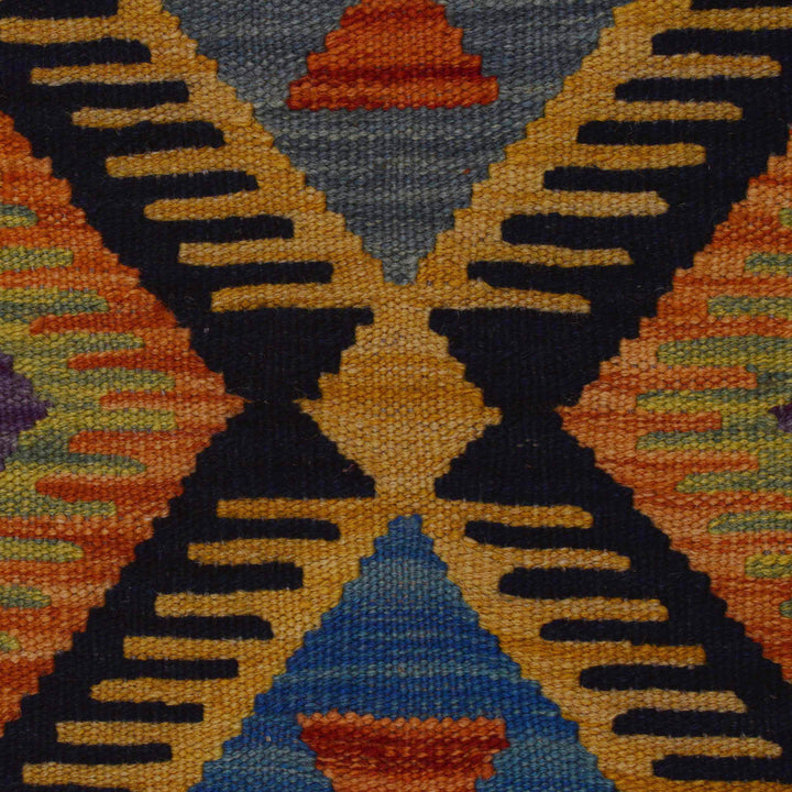 Afghan Vegetable Kilim Rug 2' 10" x 4' 3" Flat-Weave border
