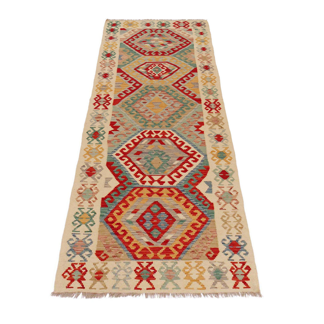 Afghan Kilim Runner 3' 2" x 9' 4" Flat-Weave detail