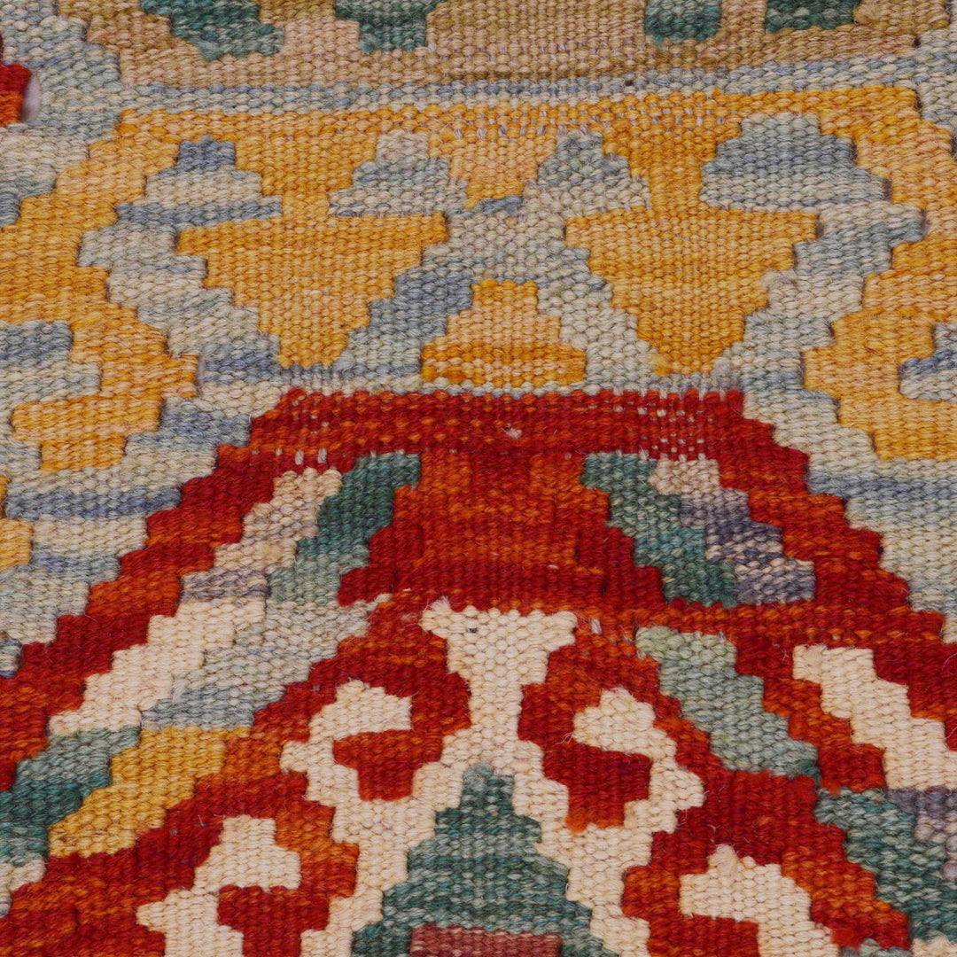 Afghan Kilim Runner 3' 2" x 9' 4" Flat-Weave border
