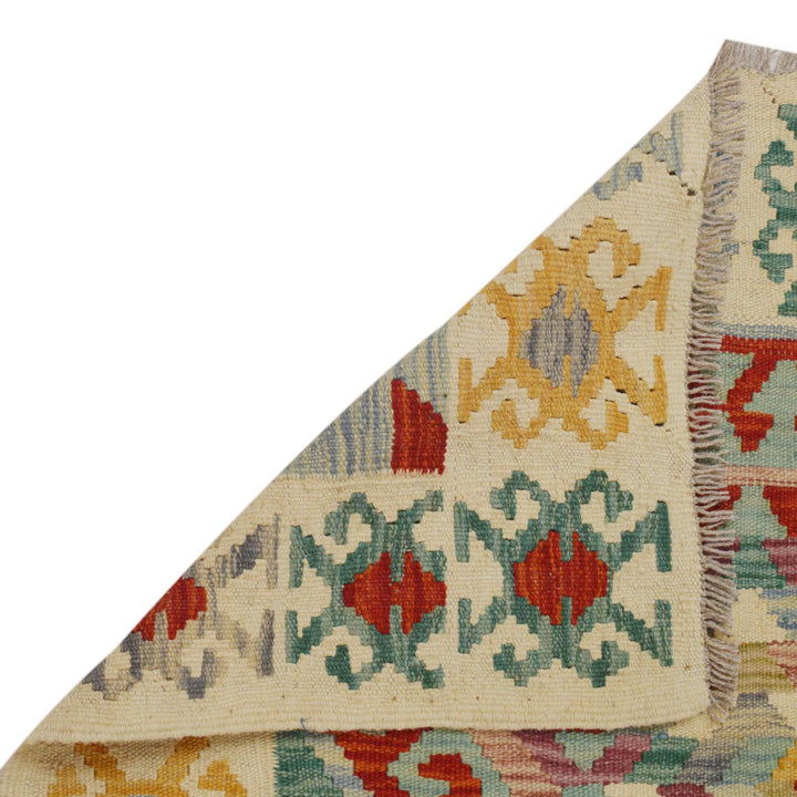 Afghan Kilim Runner 3' 2" x 9' 4" Flat-Weave field