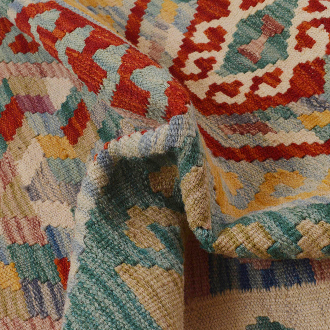 Afghan Kilim Runner 3' 2" x 9' 4" Flat-Weave reverse