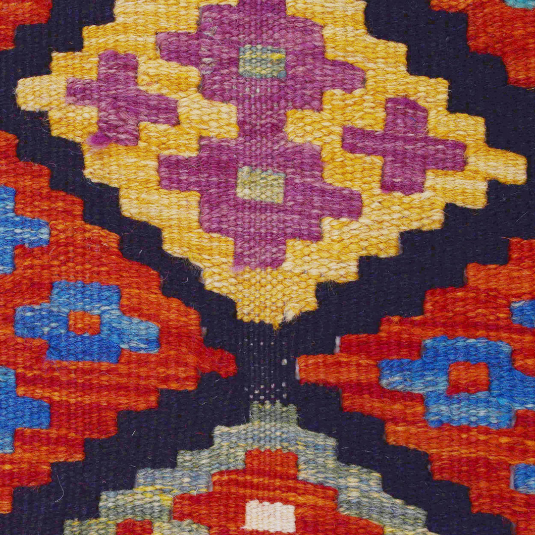 Afghan Kilim Rug 2' 9" x 10' 1" Flat-Weave border