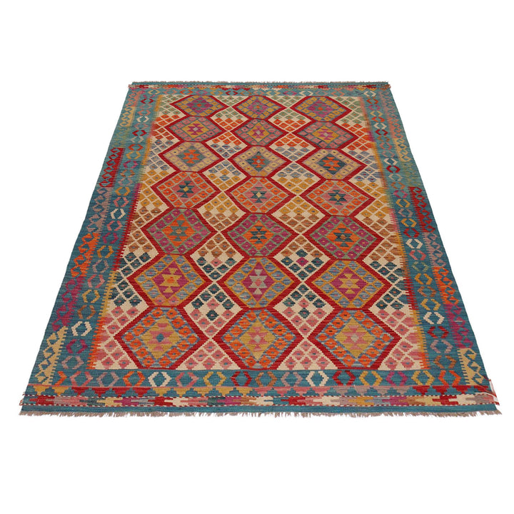 Afghan Kilim Rug 5' 10" x 8' 6" Flat-Weave | No. AL75962