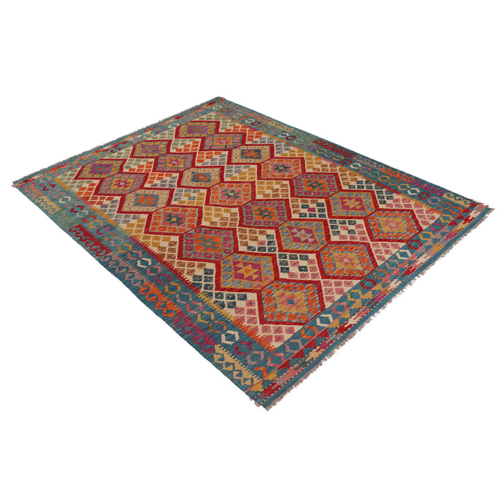 Afghan Kilim Rug 5' 10" x 8' 6" Flat-Weave | No. AL75962