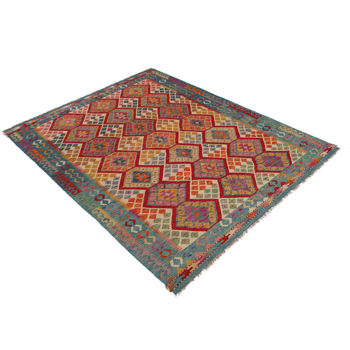 Afghan Kilim Rug 5' 10" x 8' 6" Flat-Weave | No. AL75962