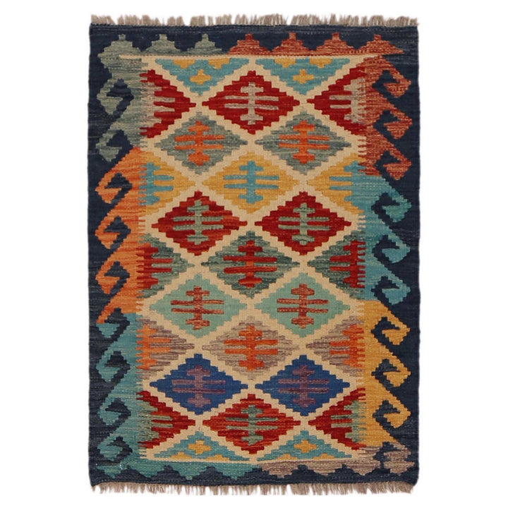 Multi Color ful Flat-Weave Wool Kilim 2' 2" x 2' 11" - No. AL39599