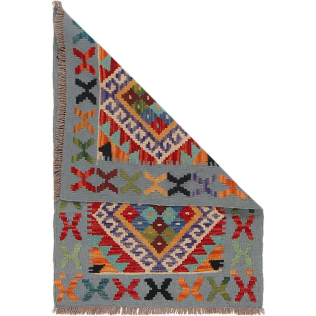 Handmade Turkish Design Wool Kilim 1' 10" x 2' 9" - No. AL68031