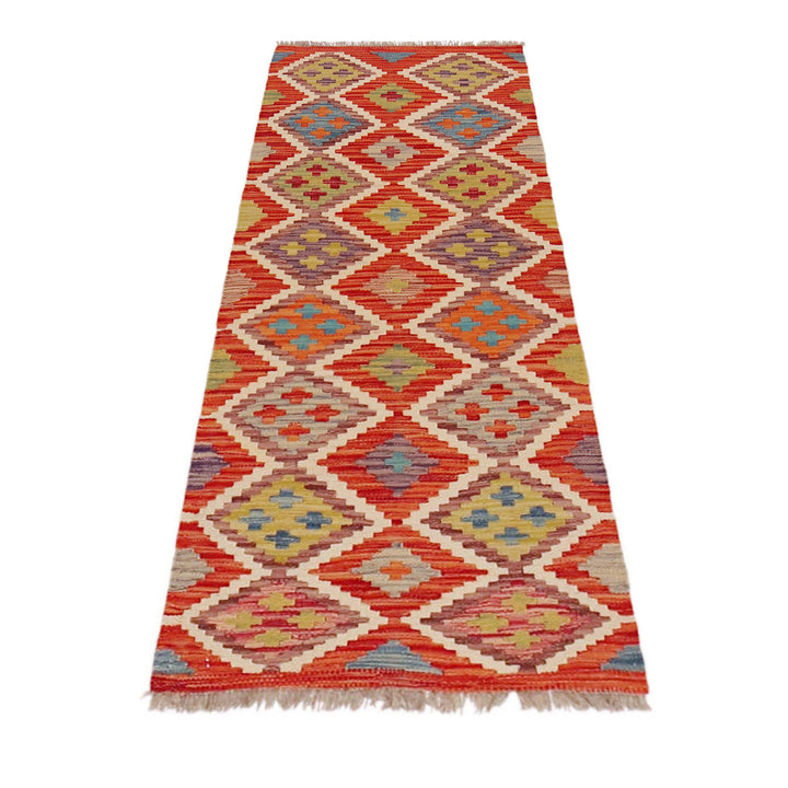 Afghan Vegetable Kilim Runner 1' 9" x 4' 11" Flat-Weave detail