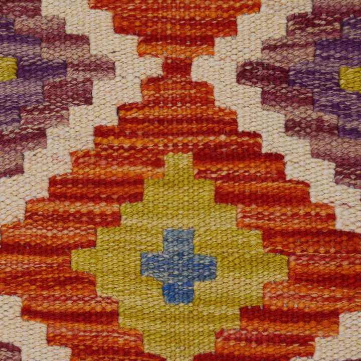 Afghan Vegetable Kilim Runner 1' 9" x 4' 11" Flat-Weave border