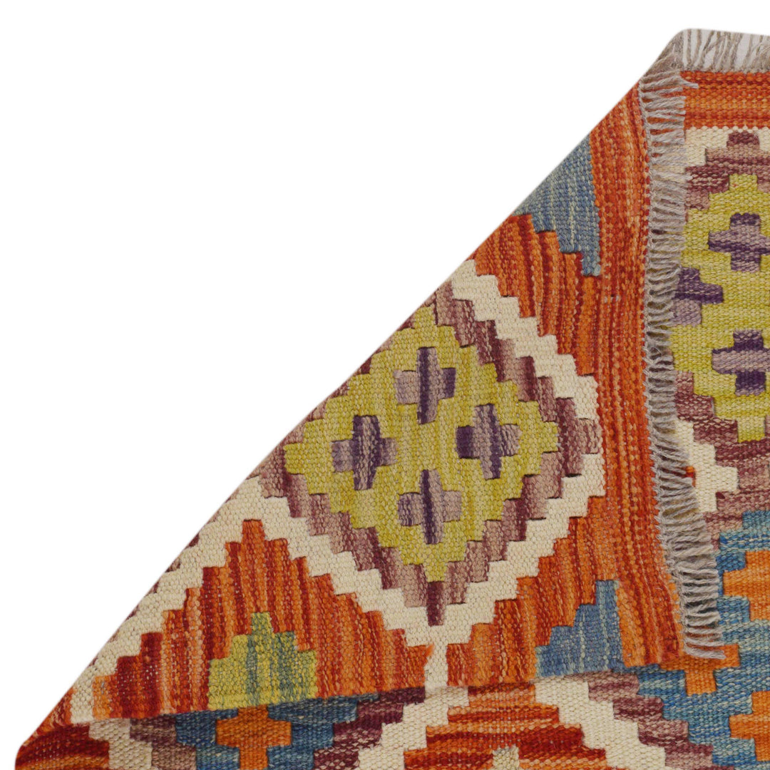 Afghan Vegetable Kilim Runner 1' 9" x 4' 11" Flat-Weave field