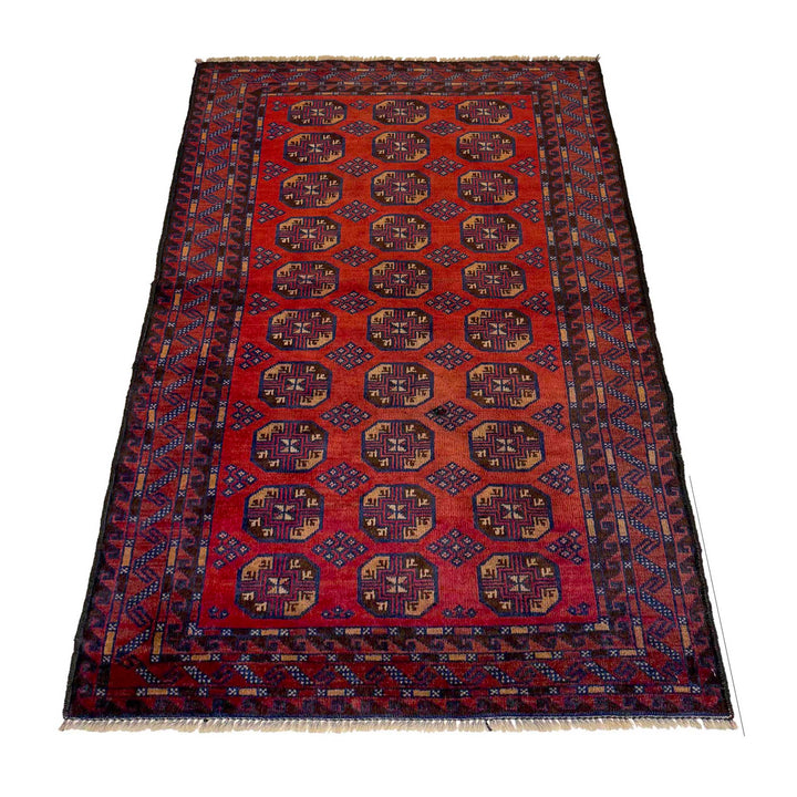Afghan Baluchi Rug 2' 9" x 4' 8" Hand-Knotted detail