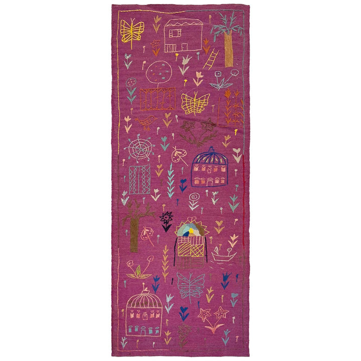 Hand Knotted Embroidery Kelim Runner 2' 7"x 7' 9" - No. AL19709