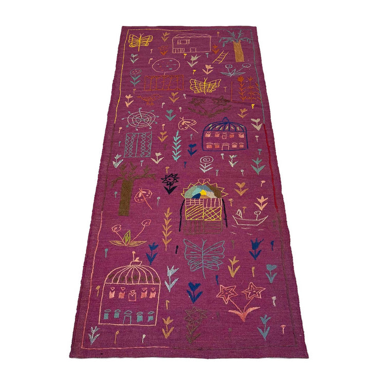 Hand Knotted Embroidery Kelim Runner 2' 7"x 7' 9" - No. AL19709